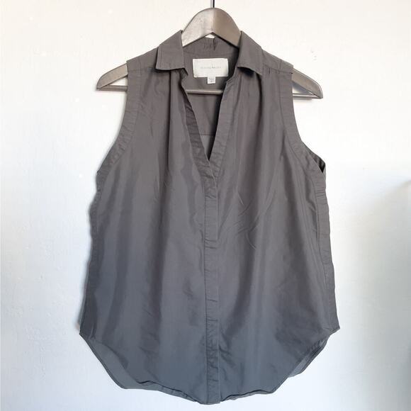 Brochu Walker Button Collar Shirt Sleeveless Small Olive Gray Green Staple - Picture 1 of 6